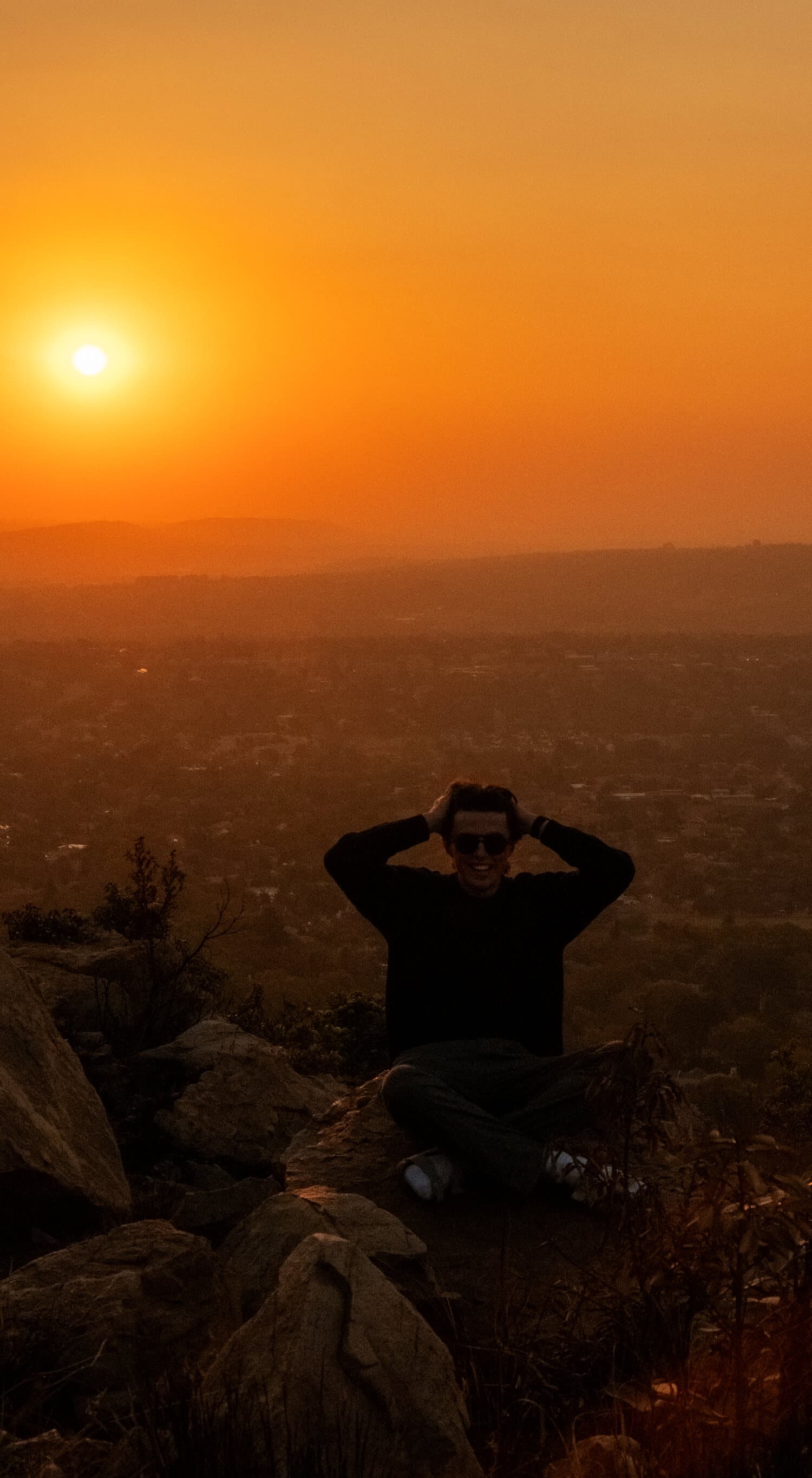 Simon Hümbs above Pretoria at sunset